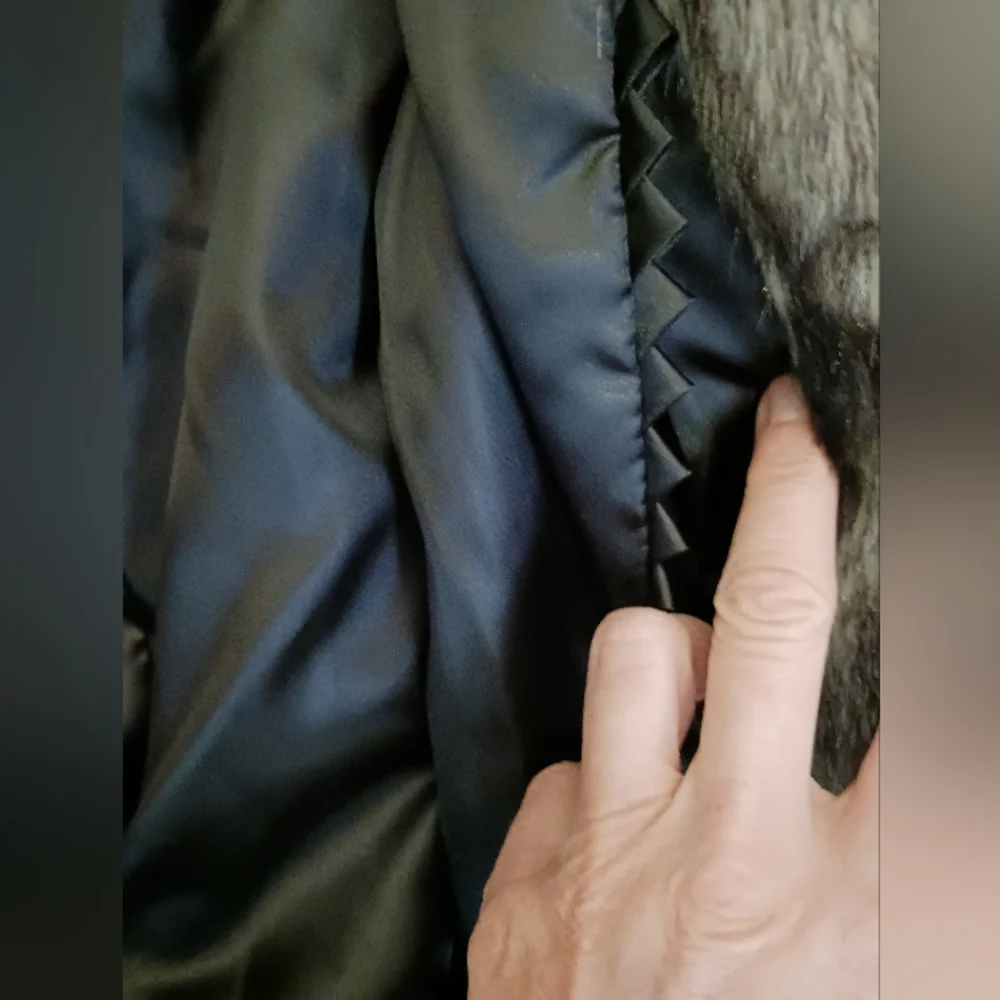 Dennis Basso Faux Fur Coat in Black and Gray - Picture 4 of 7